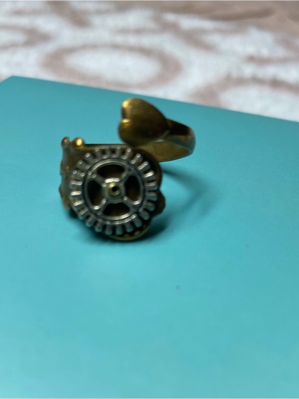 Steampunk Gear Adjustable Ring in Brass and Silver Tones - Picture 5 of 6